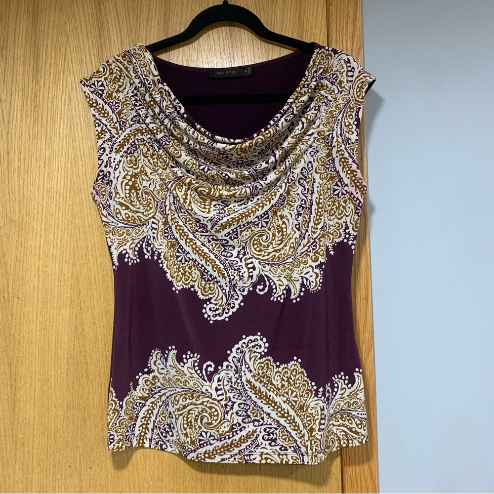The Limited Burgundy Blouse with Pattern - Size Medium